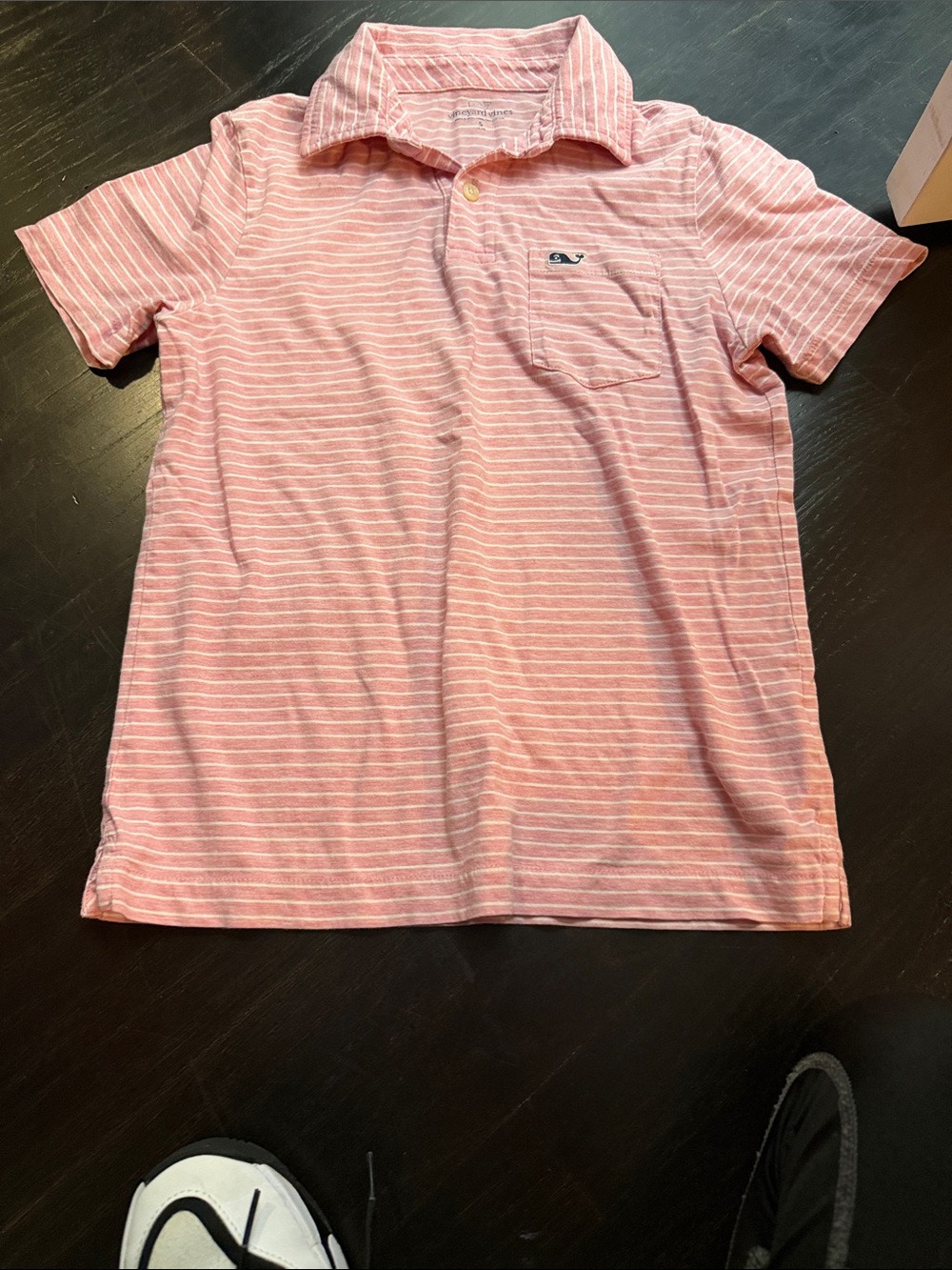 Vineyard Vines Pink & White Striped Kids Polo Shirt
